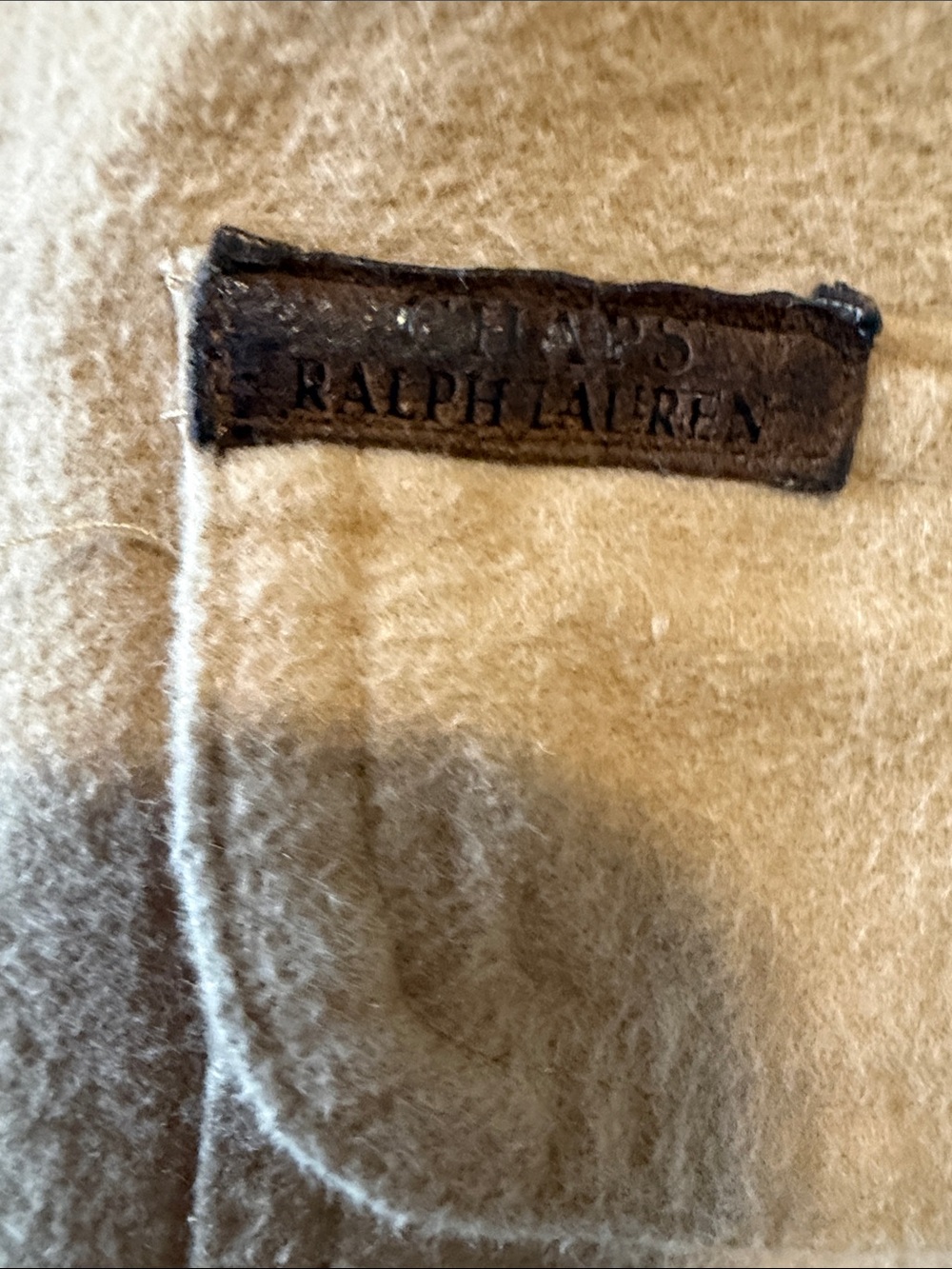 Vintage 90's Chaps Ralph Lauren Tan Flannel Leather Collar Overshirt